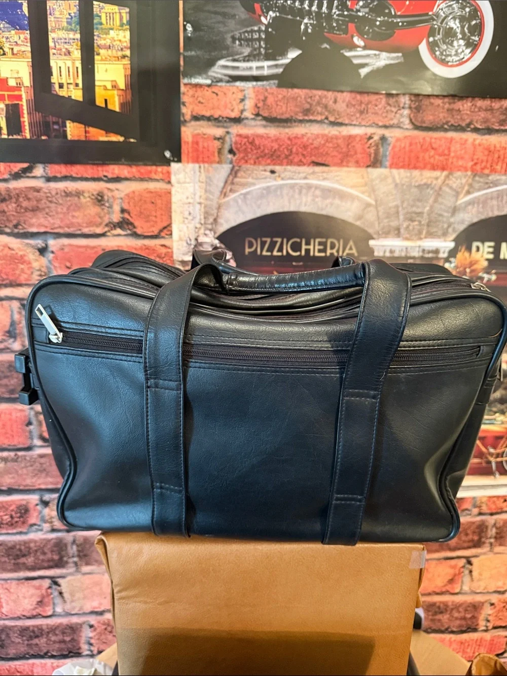 Black Leather Laptop Business travel Briefcase